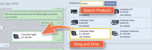 Drag and drop Products - Odoo WhatsApp